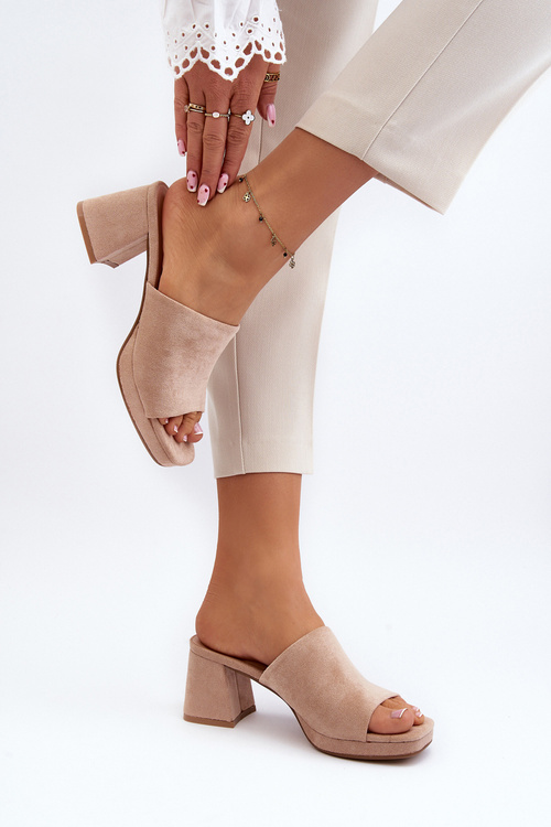 Women's Beige High Heel Sandals Bralya