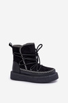Women's Snow Boots With Embroidery On Platform Black Naleris