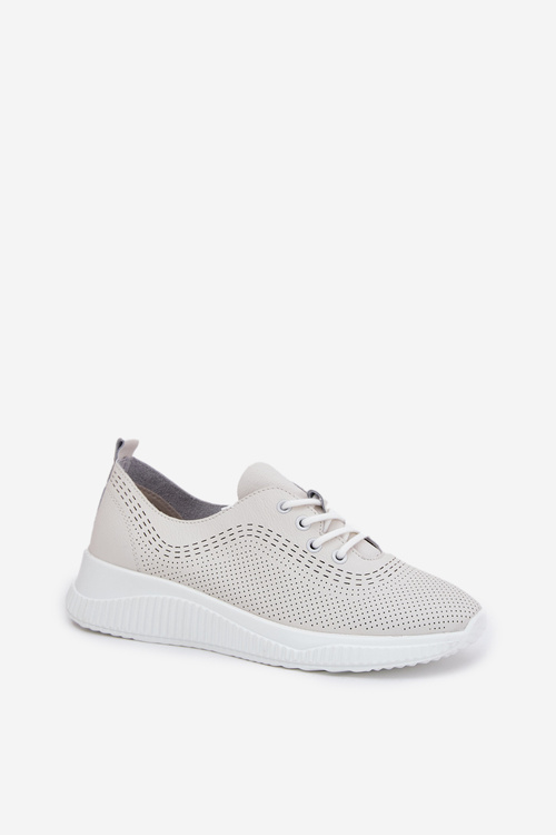 Sportowe Buty Damskie Z Naturalnej Skóry Białe Vinceza 41472