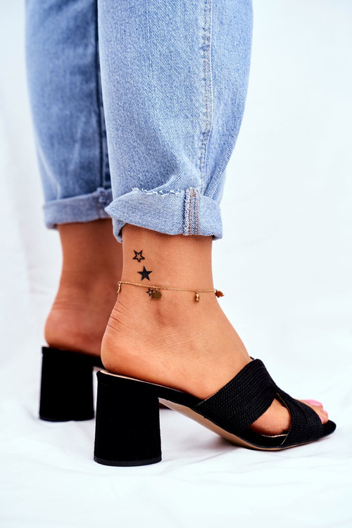 Women's Slides On High Heel Black Guest