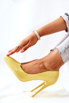 Elegant Lacquered Stilettos Yellow Adrinnah