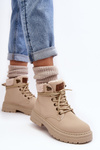 Women's Leather Boots With Fur Light Beige Lynnvia