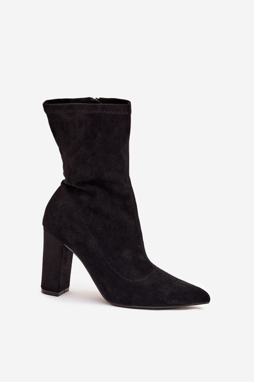 Women's heeled ankle boots with stitching black Rosivelle