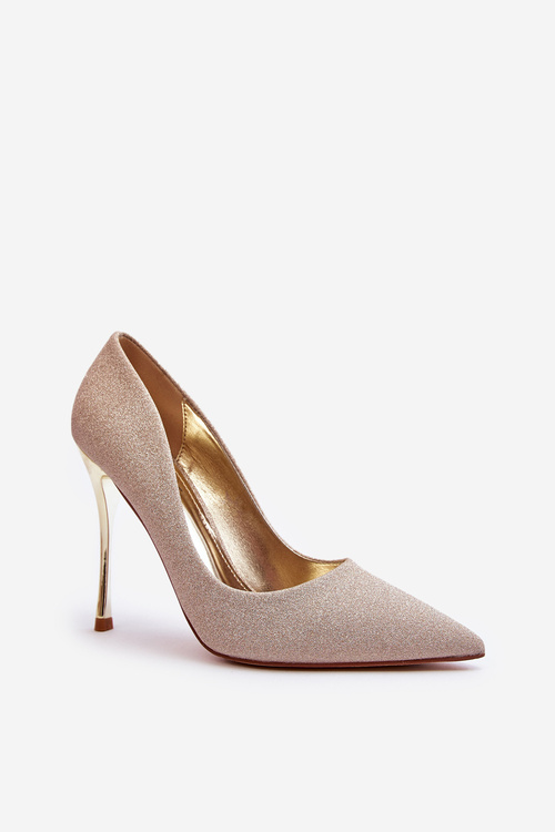 Golden Glittery High Heels Tiberona