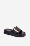 Women's Sandals On Massive Platform With Decorative Buckle Black Zelori