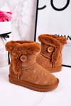 Children's Snow Boots With Fur And Button Camel Kawai