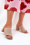 Women’s Heeled Block Sandals Beige Wenilan