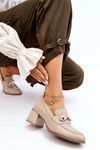 Comfortable Leather Pumps Beige Damira 