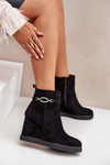 Wedge Ankle Boots With Decorative Strap Black Kaiviana