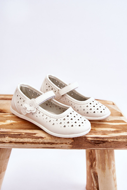 Children's Openwork Ballerinas White Lenna