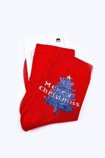 Christmas Cotton Socks Merry Christmas Red