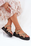 Women's Platform Sandals Made of Eco Leather Khaki Gevinniser