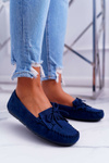 Women's Suede Moccasins Navy Blue Espanto