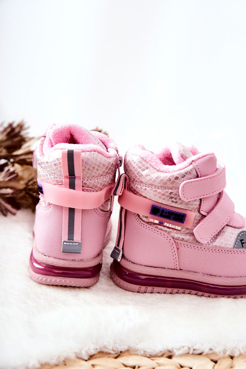 Insulated Snow Boots Zipper Pink Hesiera