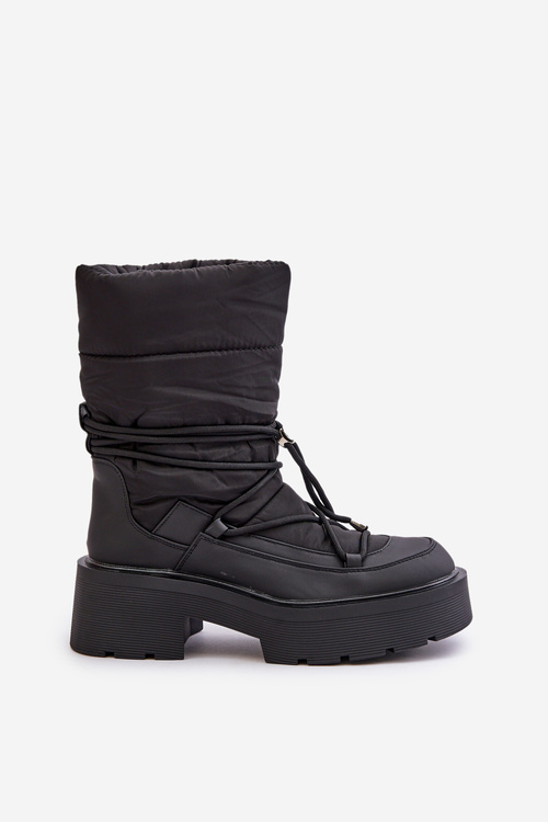 Women's Snow Boots On Platform And Flat Heel Black Seandriel