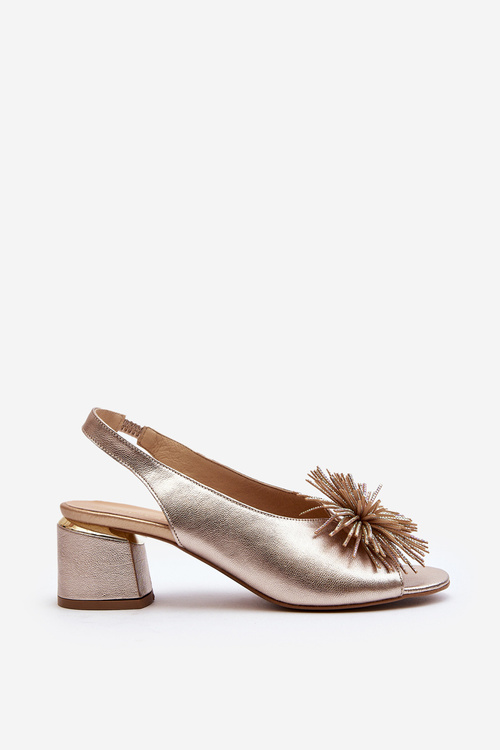 Leather Sandals with Ornament Laura Messi 2719 Gold