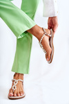 Fashionable Sandals Flip-flops With Pearls Rose Gold Isalia