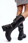 Mid-calf boots with flat heel black Eamantha