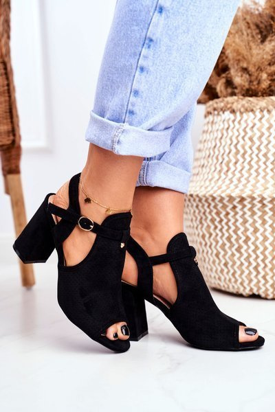 Women’s Sandals On Post Openwork Black Kira