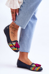 Leather Ballerinas With Fringes Maciejka 04016-17 Navy
