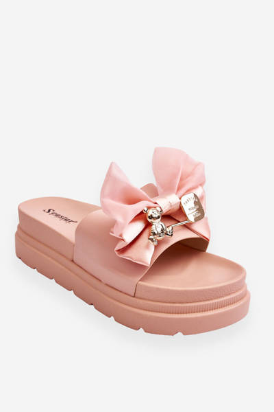 Slippers With A Bow And A Teddy Bear Light pink Suzy