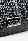 Lacquered Bag with Embossed Pattern NOBO BAG6150-M20 Black