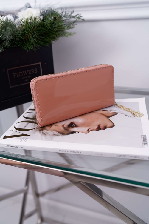 Women's Wallet Large Pink Gold Ornamental Zipper.