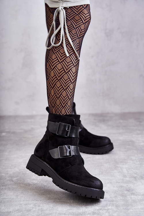 Suede Women's Boots With Zipper Black Gritta