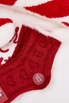 Kids Christmas Socks with Hearts Alpaca Wool Red