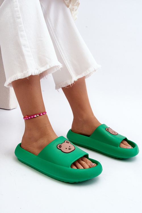 Light Women's Foam Flip-Flops with Bear Green Lia