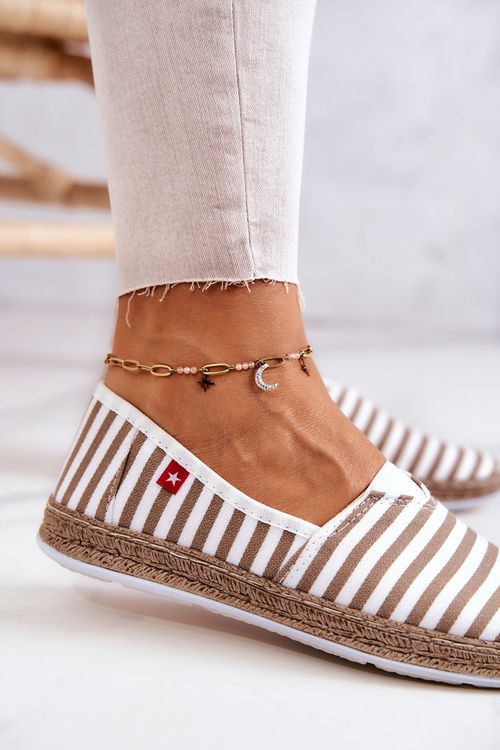 Espadryle Damskie W Paski Slip-on Beżowe Big Star FF276029