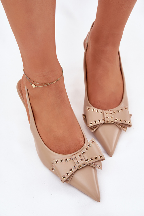 High Heel Shoes With Bow Beige Folesca