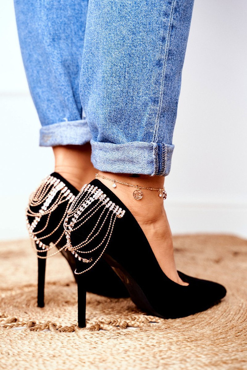 Women's Black Suede Party Stilettos Pacardo