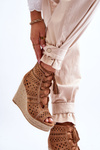 Suede Openwork Wedge Boots Camel Berthe