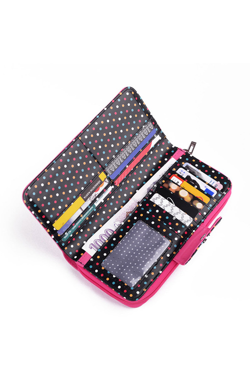 Large Women's Zip Wallet Dots Pink Huntress