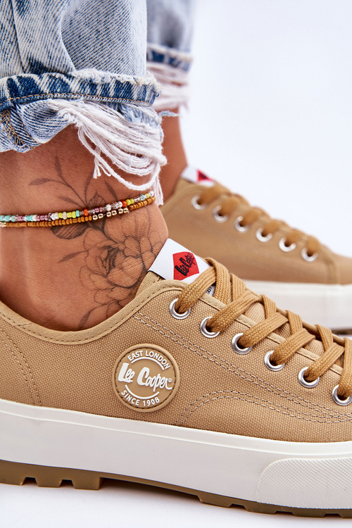 Trampki Niskie Damskie Platforma Beżowe Lee Cooper LCW-23-44-1655L