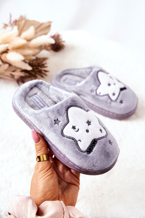 Children's Padded Slippers Stars Grey Nelli