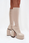 Women's Ankle Boots On A Heel And Platform Light Beige Yavira