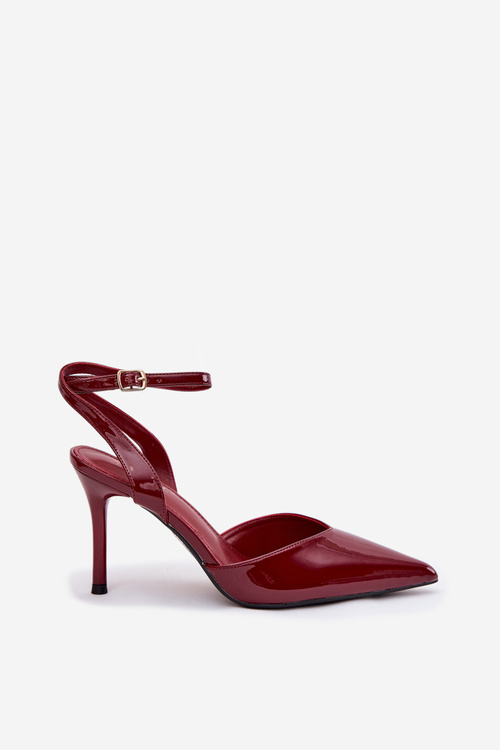 Lacquered high heels with open heel Bordeaux Laretta