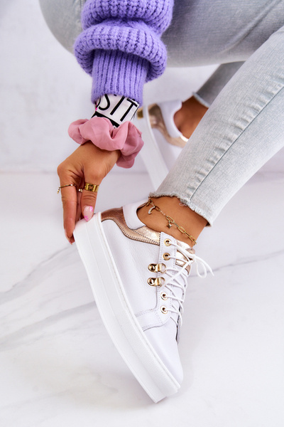 Leather platform sports shoes White Mary Ann
