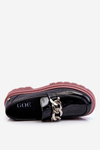 Patent Moccasins With Chain GOE LL2N4039 Black-Purple
