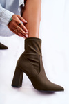 Women's Material Boots On Heel Khaki Amile