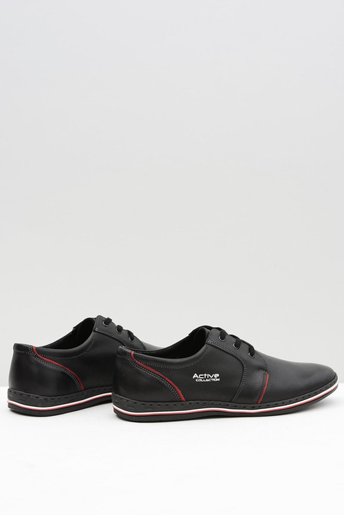 Czarne Skórzane Męskie Półbuty Marko