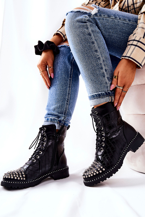 Zipped studded boots Black Sorela