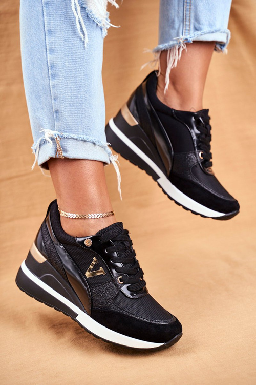Women's Wedge Sneakers Black Isla