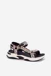 Women's Velcro Sandals D.Franklin Black-Beige DFSH406002