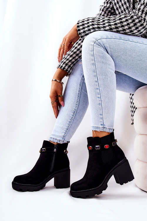 Women's Stiletto Boots with Crystals Black Macbeth