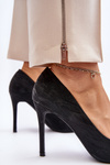 Black Glitter Decorated High Heels Klonisa