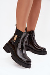 Patent leather ankle boots with lining with gold detail black Talyra