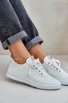Ladies Perforated Lace-Up Sneakers Light Beige Carinel